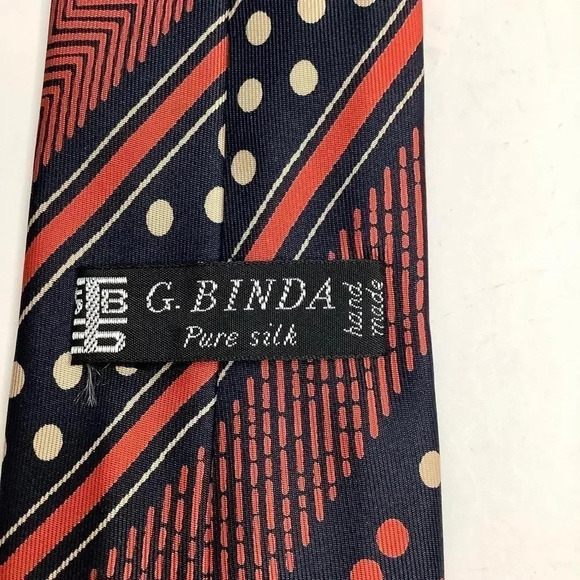 2/$30 VINTAGE Navy Silk Stripe Tie & Pocket Square - Picture 9 of 16